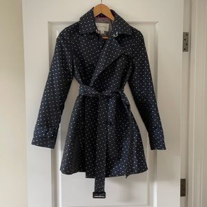 Navy polka dot Banana Republic Trench Jacket